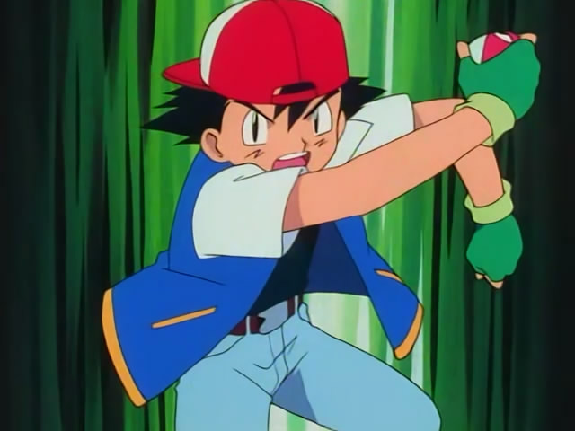 In the English dub, Ash doesn't... 