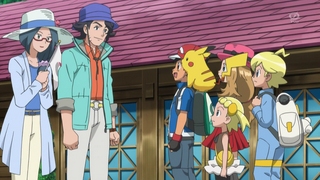 ash explains mega evolution to sycamore