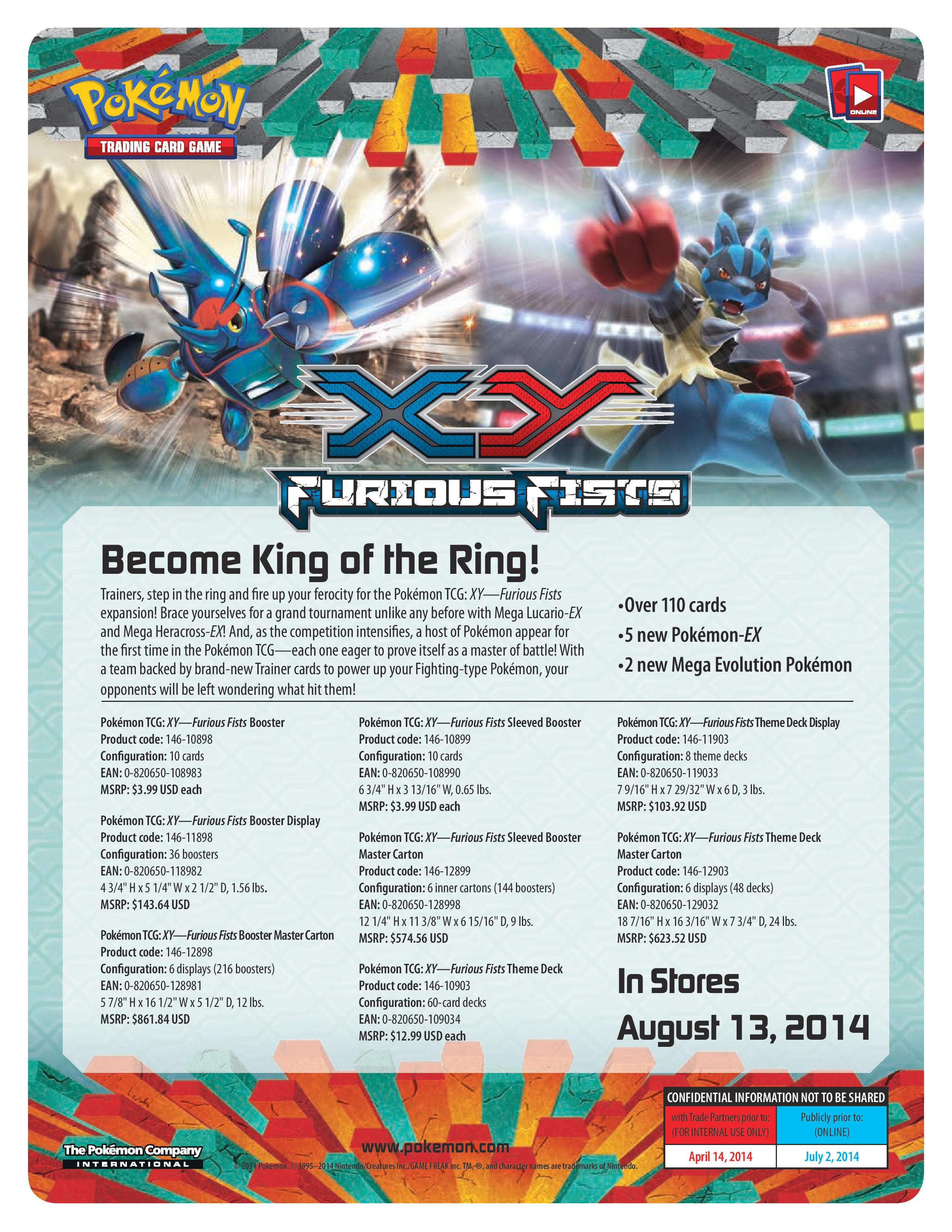 Pokemon XY Furious Fists TCG online code card