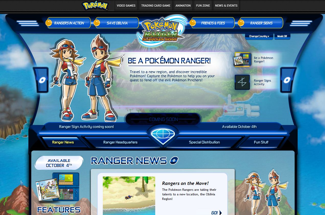 Pokémon Ranger: Guardian Signs Official Website Launches 