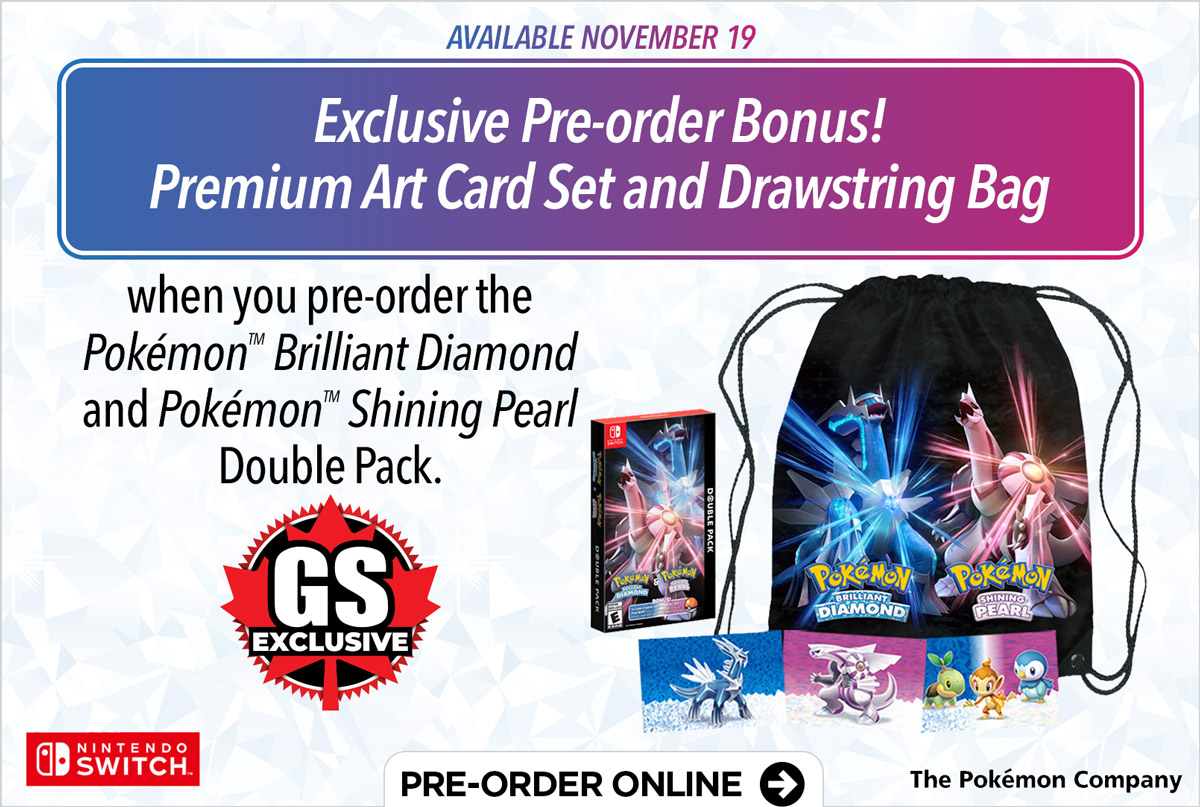 Pokémon Global News - Pre-Order Pokémon Brilliant Diamond, Pokémon Shining  Pearl or the Double Pack at EB Games in Canada and get a Premium Art Card  Set! **While Supplies Last** Online Customers