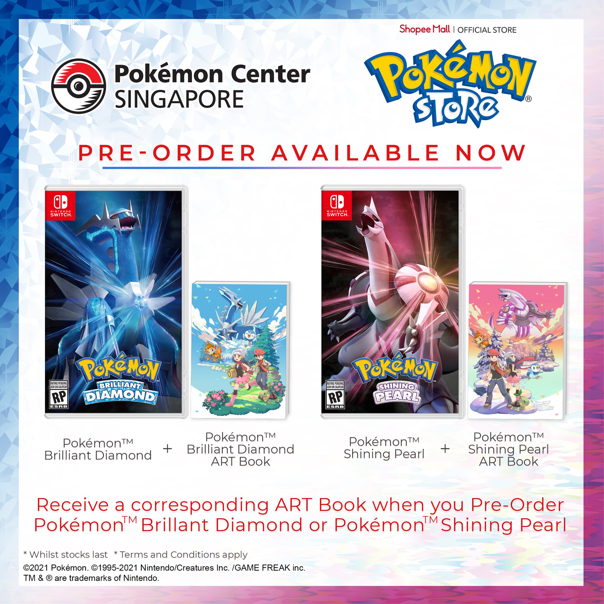 Pokemon Brilliant Diamond Shining Pearl Steelbook+Poster+Stickers New/No Game 