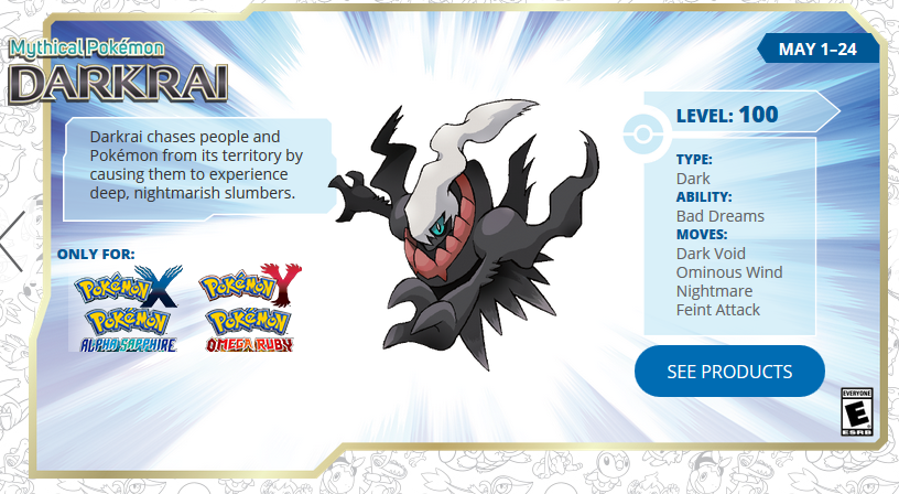 Pokémon Ultra Sun And Moon 20th Anniversary Mythical Event Pokemon Darkrai