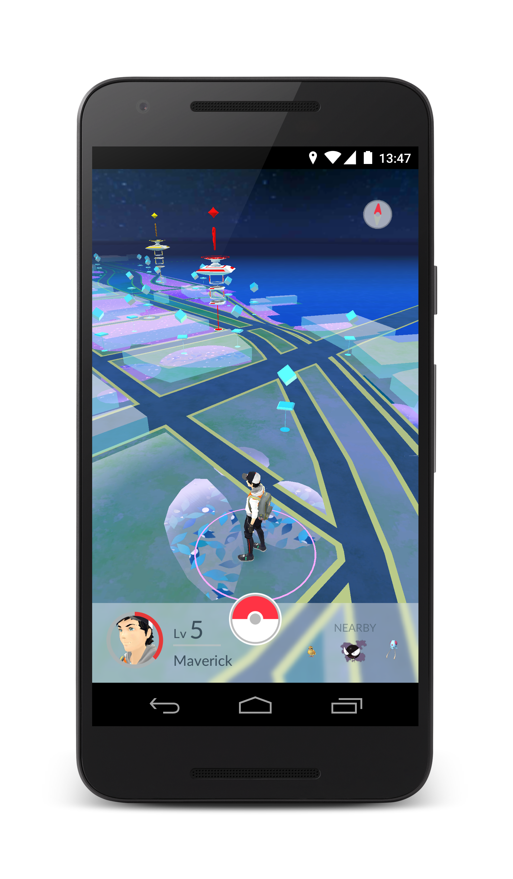 Screenshots of the Pokémon Go map.