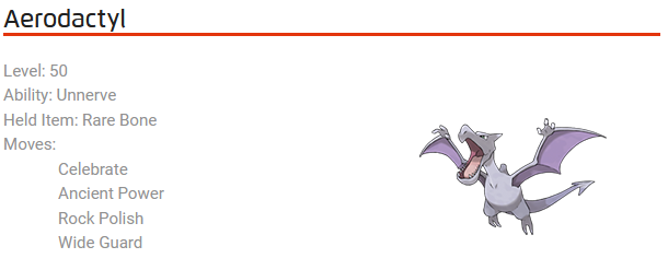 Aerodactyl, Animated Character Database