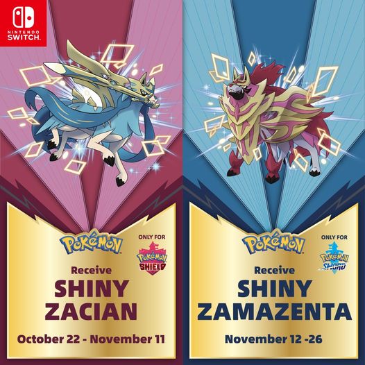 Get serial codes for Shiny Zamazenta & Zacian in Pokémon Sword