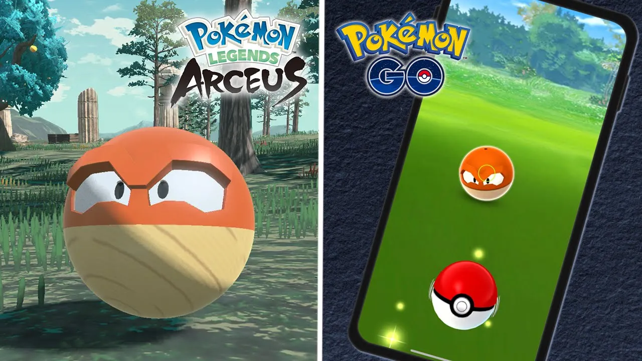 Voltorb found in the Hisui region of the Pokémon Legends: Arceus