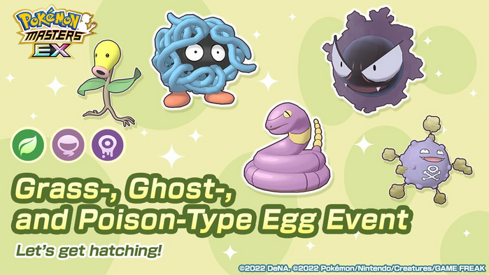 ◓ Pokémon Masters EX: Participe do 'Egg Event' de abril com Pokémon do tipo  Planta, Fantasma e Venenoso, confira os detalhes