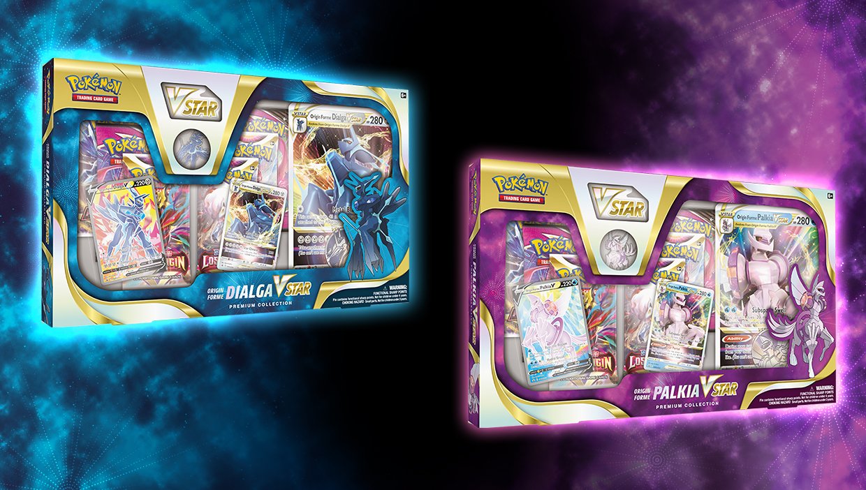  Pokémon TCG: Origin Forme Dialga VSTAR/Origin Forme Palkia  VSTAR Premium Collection : Toys & Games