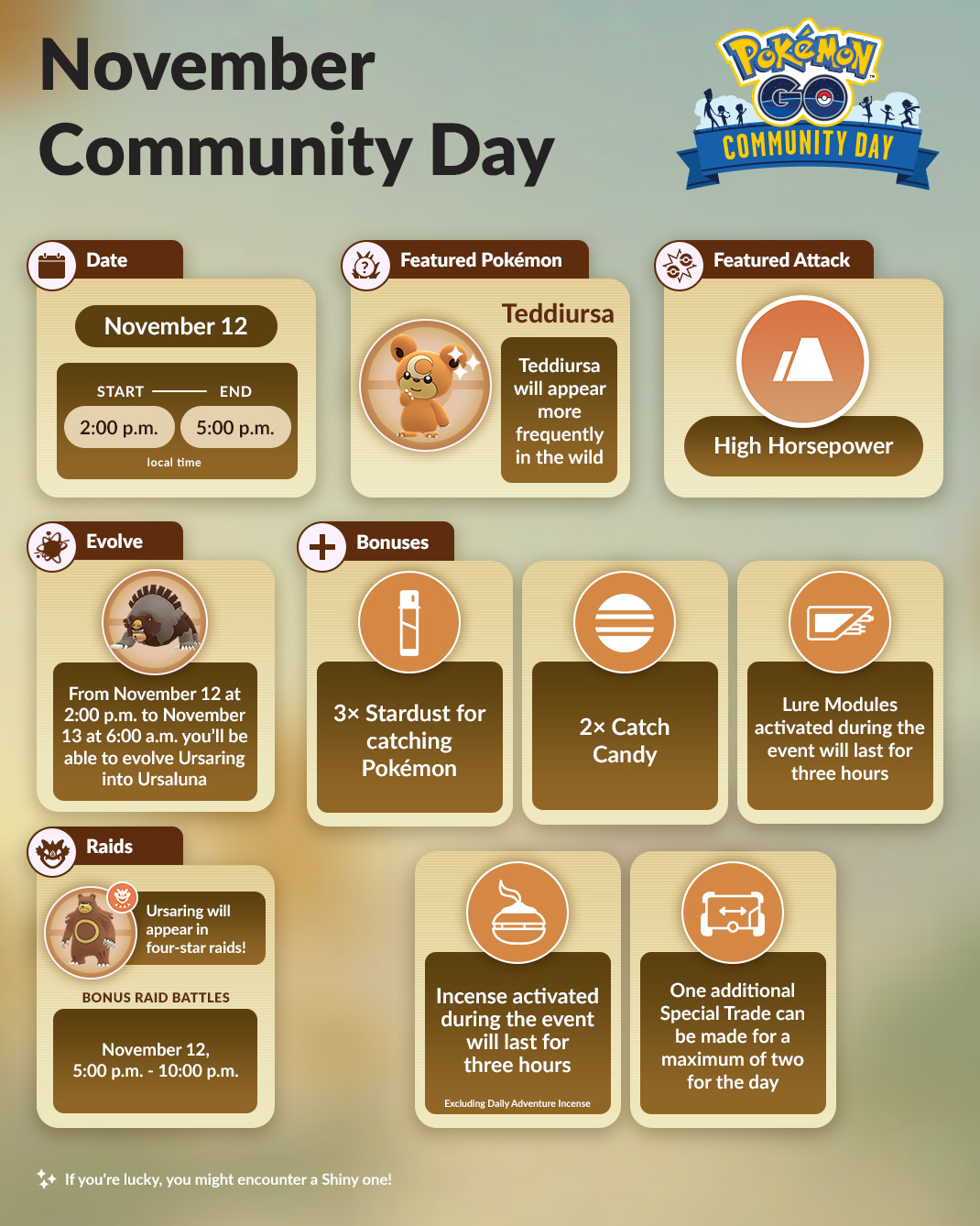 November 2022 Community Day: Teddiursa – Pokémon GO