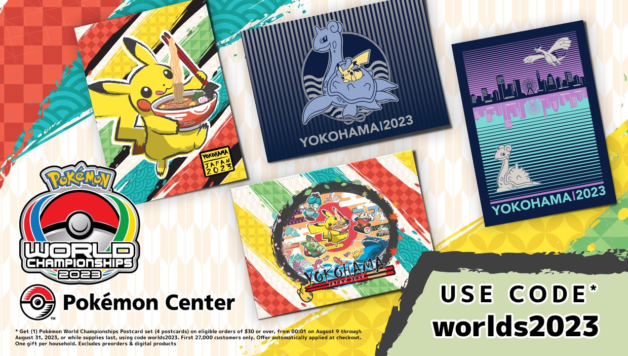 Pokémon Center - 2023 Pokémon World Championships Exclusive Postcards 