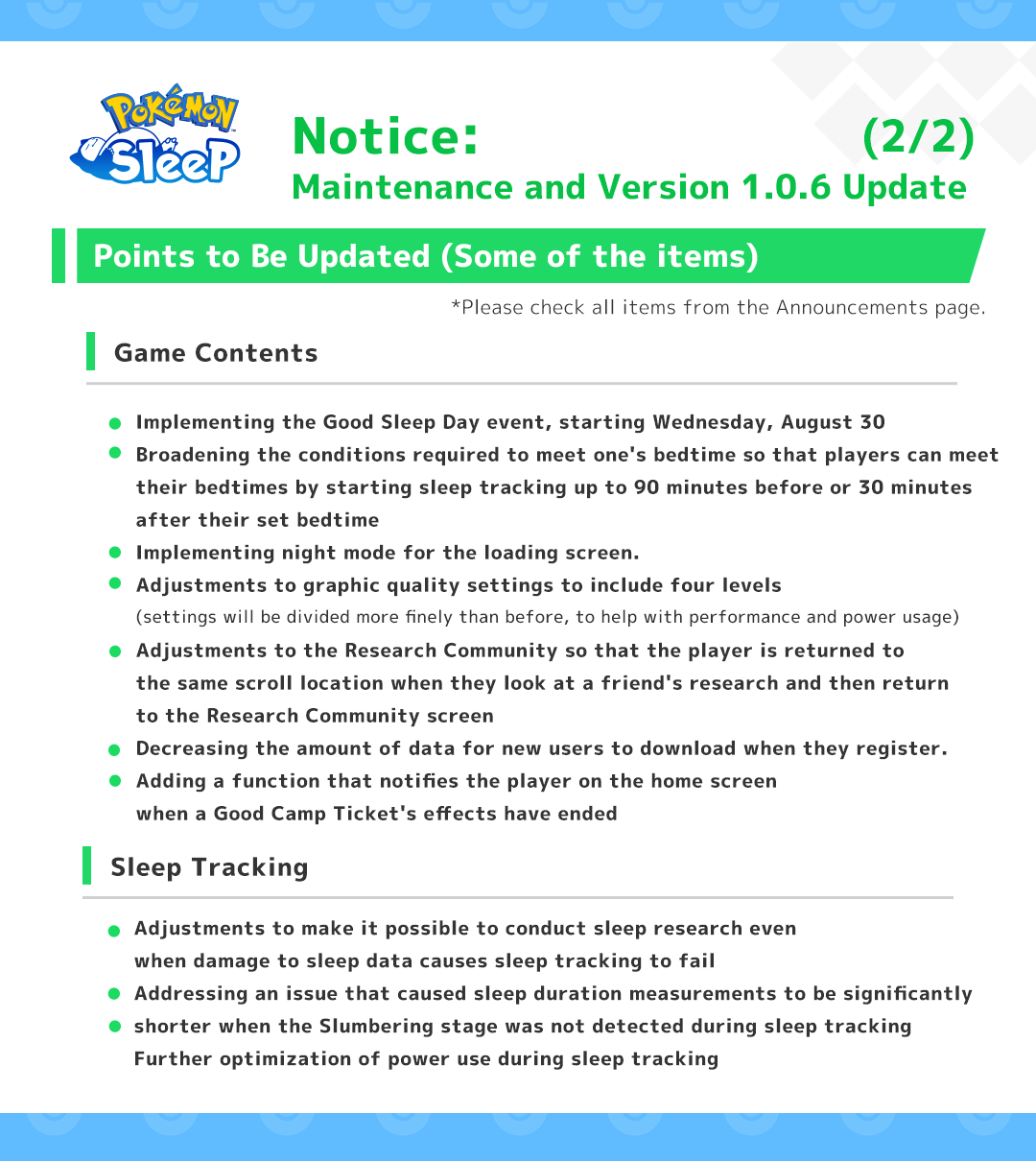 Update Contents (version 1.0.13) – Pokémon Sleep Official Webpage