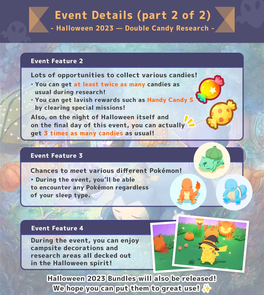 Pokémon Sleep: Halloween 2023 Double Candy Research Event