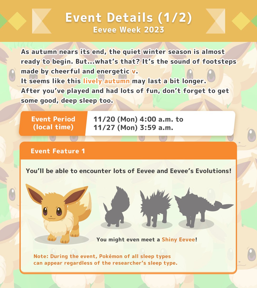 EEVEE WEEK 2023 Infographic : r/PokemonSleep