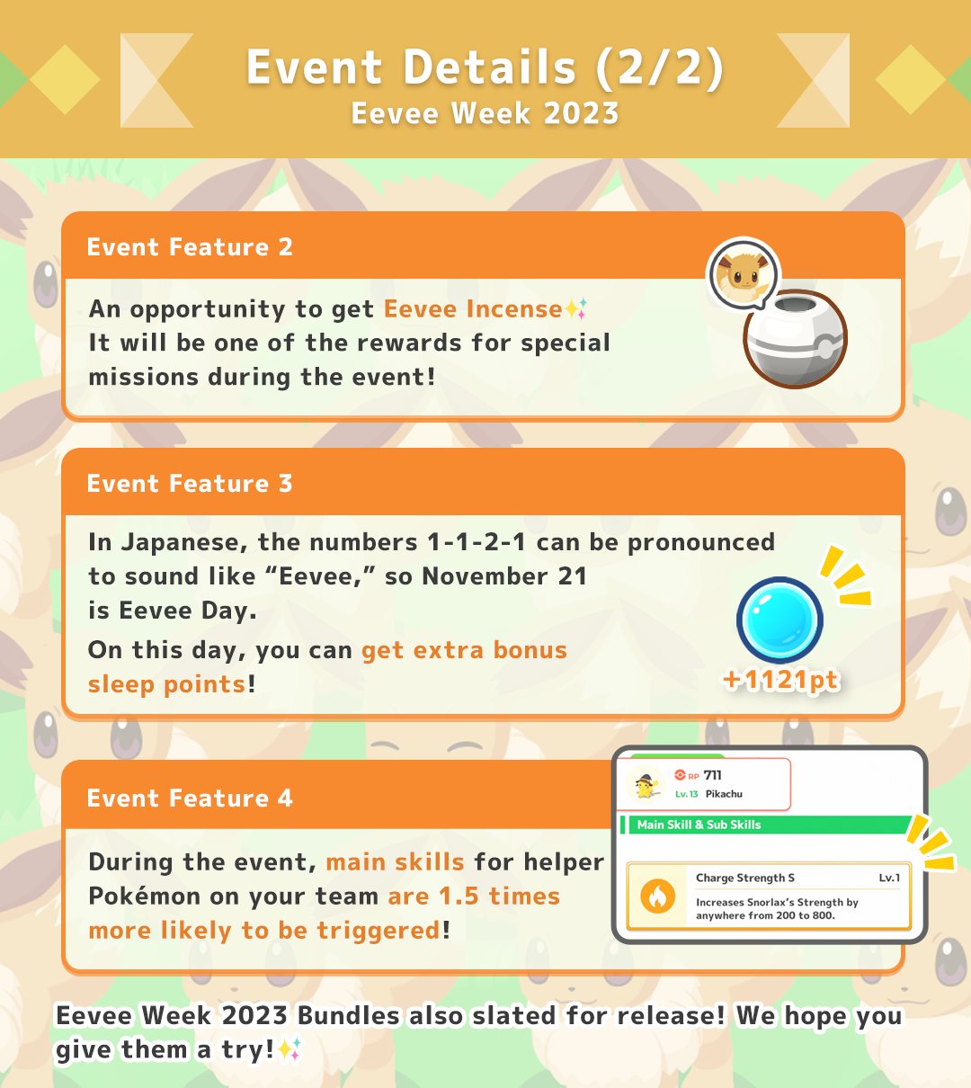 EEVEE WEEK 2023 Infographic : r/PokemonSleep