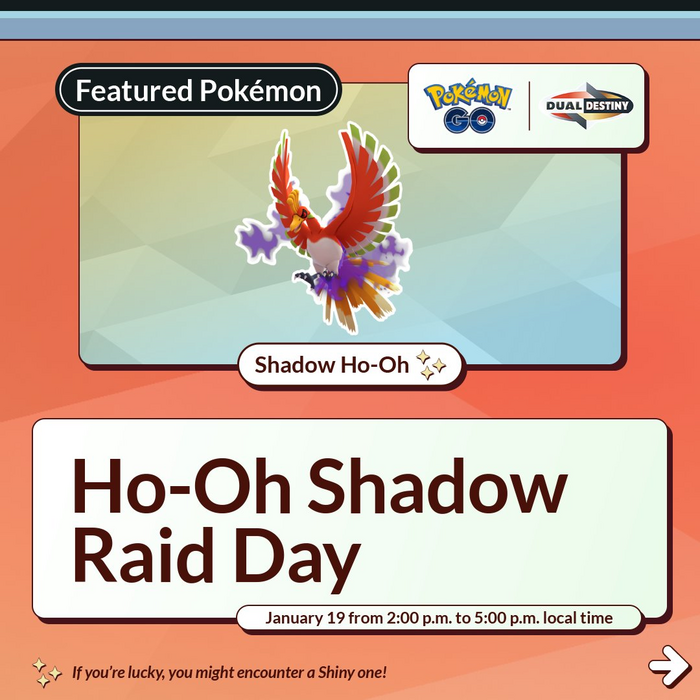 Pokémon GO - Ho-Oh Shadow Raid Day - Sunday, January 19th, 2025 ...